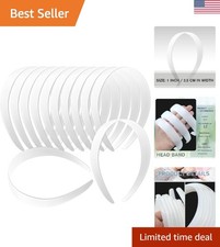 12 PCS White Plastic Headbands, 1 Inch Wide - Perfect for DIY Hair Accessories