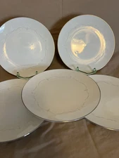 Lot of 5 Noritake WHITEBROOK 6441 White Flower Salad Plates 8 1/4" MCM Japan