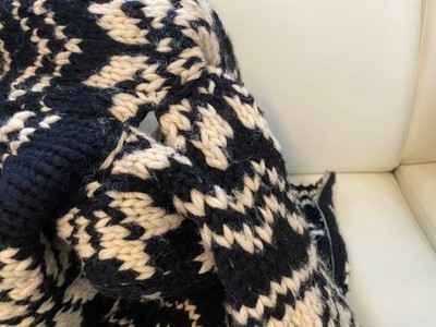 AKM KANATA Cowichan Knit Cardigan M Geometric Zip Hoodie Black