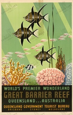 Great Barrier Reef Australia 1930s Travel Poster Lambert Art Deco Wall Art