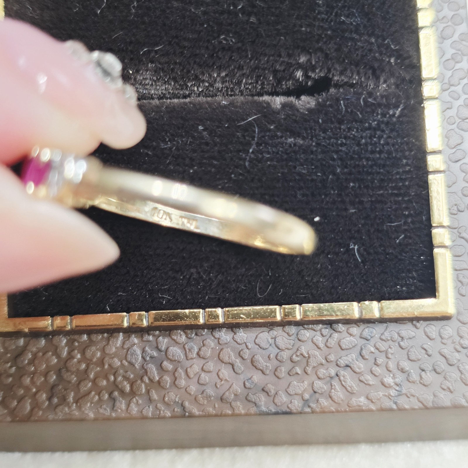 Solid 10k Gold Natural Ruby and Small Diamond Acc… - image 3