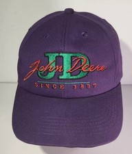 Vintage John Deere JD Cap Hat Snapback Spell Out Unique Logo Purple K Products