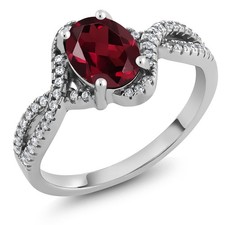 925 Sterling Silver Rhodolite Garnet Jewelry Women's Ring 1.98 Cttw, 8X6MM,