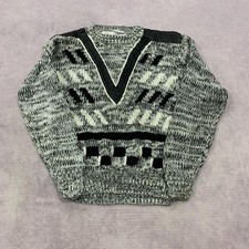 Vintage abstract knitted jumper Patterned chunky knit sweater Men's XL