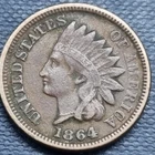 1864 Copper Nickel Indian Head Cent 1c XF Details #101153