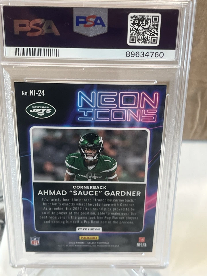 2022 Panini Select Neon Icons Ahmad Gardner #NI-24 Green Prizm /5 (RC) 4/5 Pop 2 - Image 2 of 3