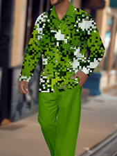 Men's Outfit 2 Piece Set Shirt Pants Suit PLUS SIZE BIG 4XL