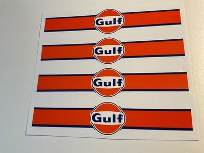 4x GULF Pre-Cut Decals - Größe = 110mm x 23mm Le Mans GT F1 Scalextric Carrera