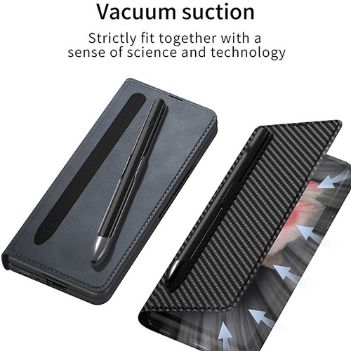 Phone Case Pen Slot Leather Clamshell Shell Protection Cover For Samsung Fold 3 - Picture 2 of 17