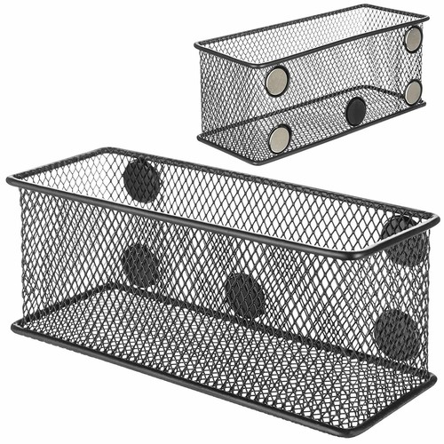 Set of 3 Wire Mesh Magnetic Storage Baskets, Office Supply Organize, Black - Bild 5 von 6