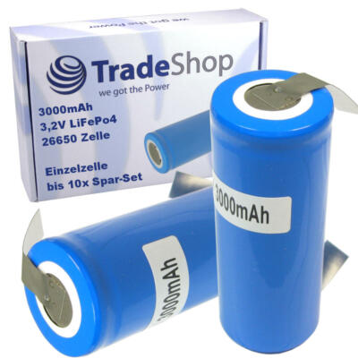 3000mAh 26650 Akku Zelle LiFePo4 3,2V für Taschenlampen RC-Modellbau Powertools