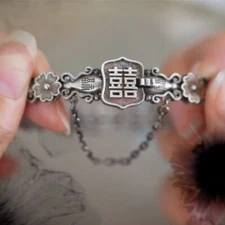 Fu Character Double Happiness Buckle Bracelet New Retro Antique Bracelet Gift