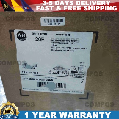 New Allen-Bradley 20F11NC022JA0NNNNN PowerFlex Air Cooled 753 AC Drive AB
