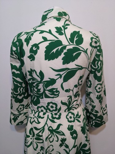 Zara Green Ecru Leaf Print Cotton Shirt Tunic Midi Dress Size M - Picture 6 of 10