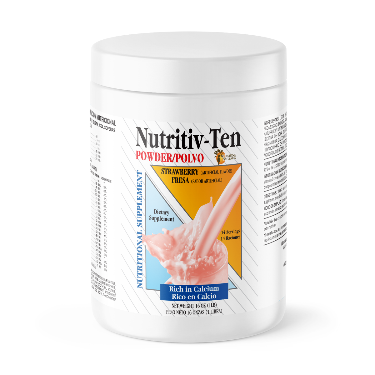 Sunshine Naturals Nutritiv-Ten (Meritene) 16oz Strawberry Protein