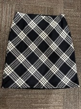 Talbots Black White Plaid Skirt Excellent Condition No Slit Knee Length Size 6