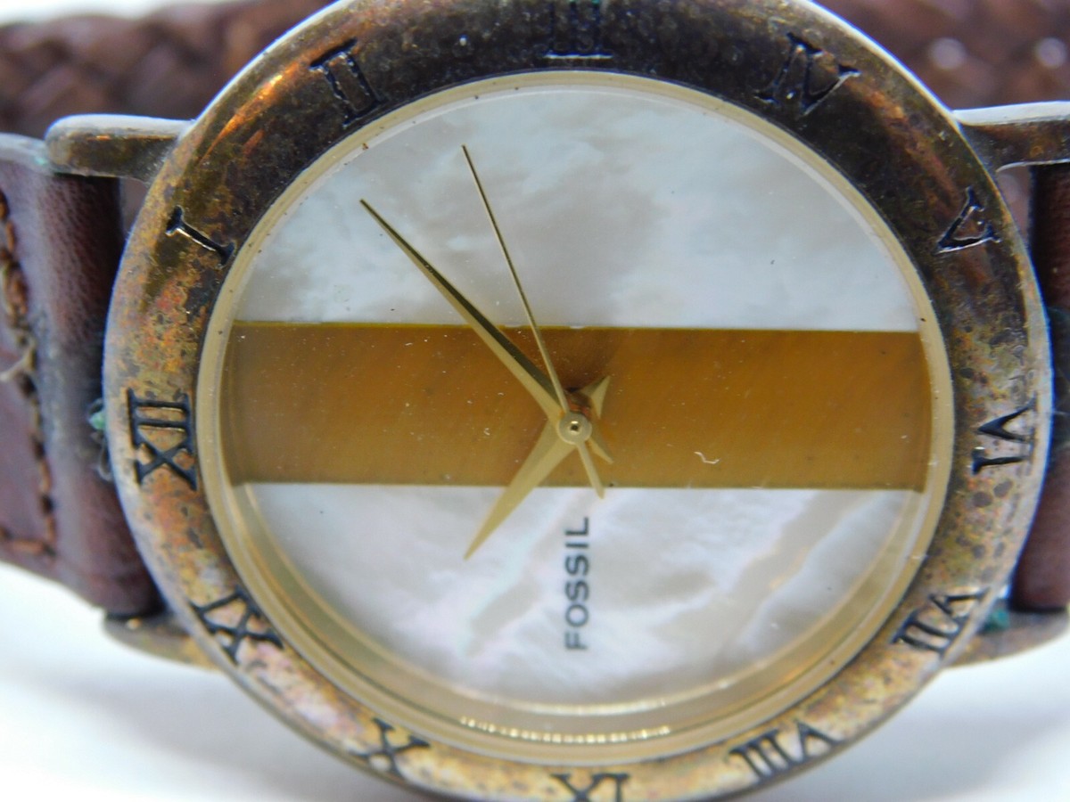 mens Vintage Fossil White Mother Pearl Antique Style Finish 