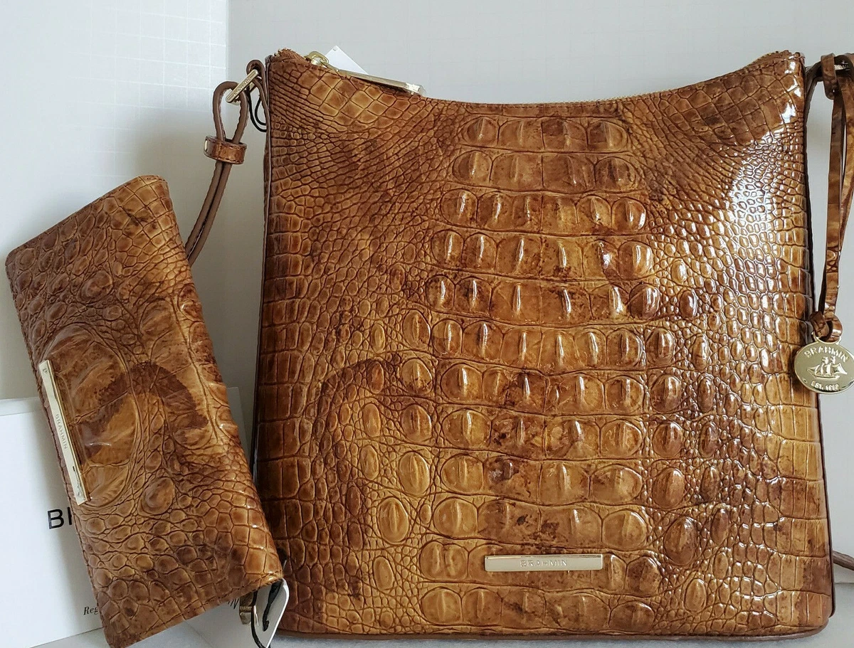 🌹Brahmin Katie Crossbody Croc Tamarind Leather Caramel Messenger  Bag+Wallet NWT | eBay