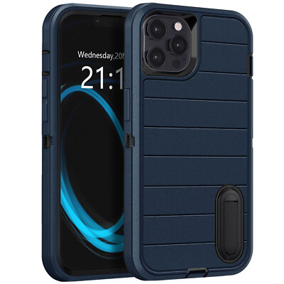 For iPhone 12/12 Pro Max Heavy Duty Shockproof Case Back Kickstand Phone Cover