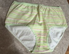 VINTAGE PELLI GRANNY PANTY. 100 COTTON XL. NEW GREEN. STRIPED