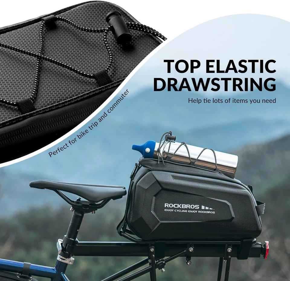 ROCKBROS Paquete Asiento Trasero Bicicleta Maletero Alforja Bolsa Impermeable Cuero Carbono Foto 4 de 4