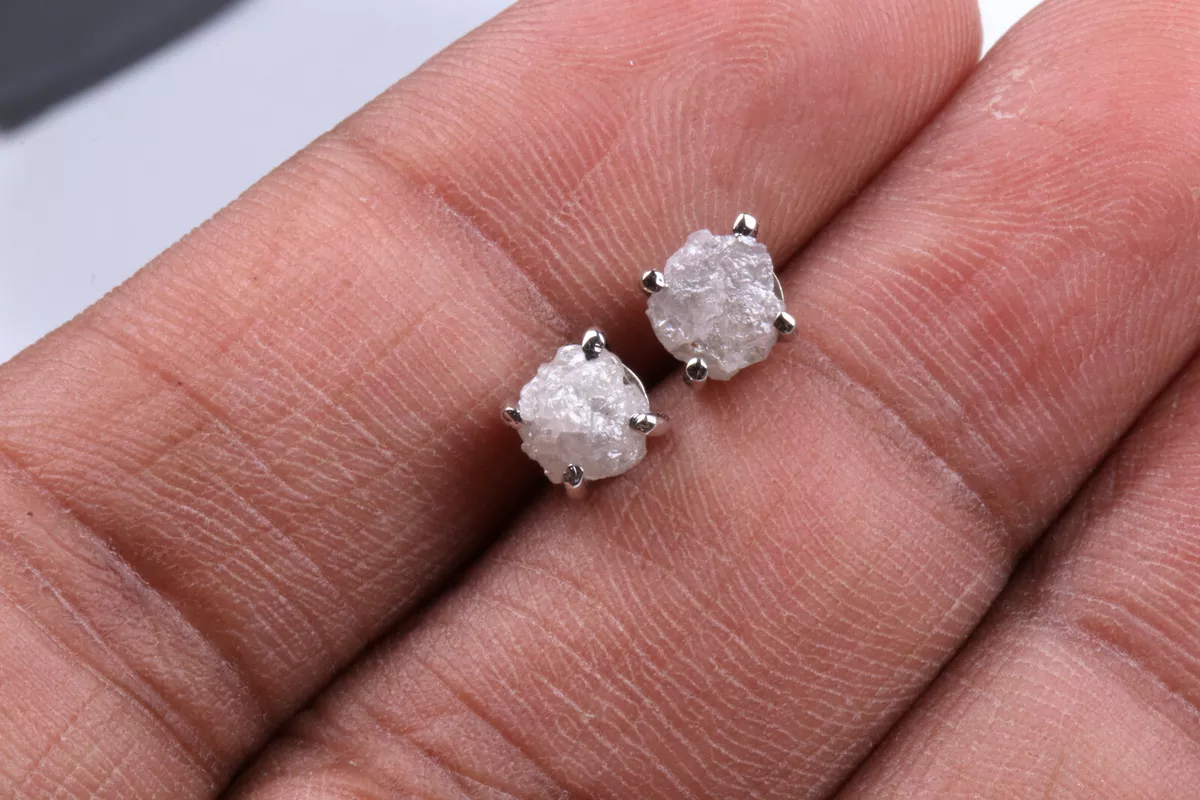 Raw diamond deals earrings