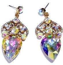 Rhinestone Chandelier Earrings Austrian Crystal AB 2.8 Inch