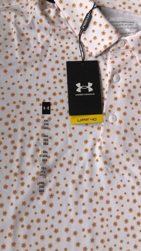 Neu mit Etikett Under Armour Golf The Playoff Polo 3.0 weiß gelb Blumenmuster Herrenhemd 2XL - Bild 5 von 7