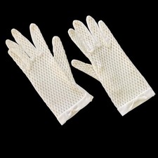 Vintage Women's Gloves White Stretch Nylon and Lace Mesh Rockabilly VLV