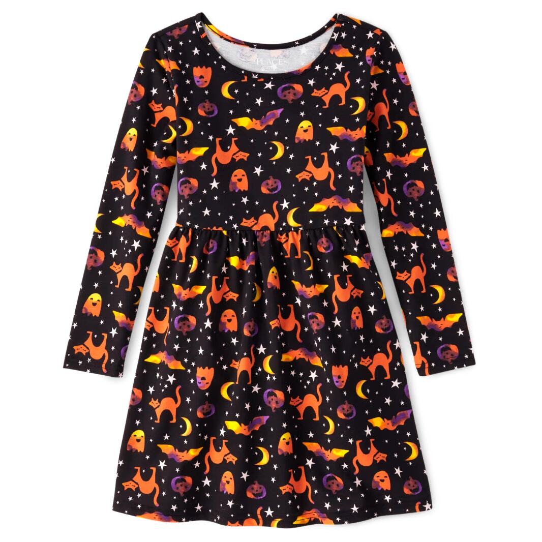 The Children's Place Girls Halloween Everyday Dress in Black