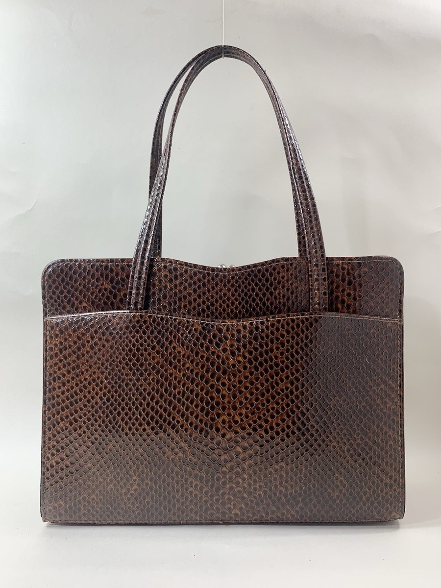 Vintage Brown Snake Bag Vintage 1960s Brown Snake Print Faux