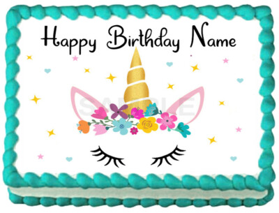 UNICORN HEAD Party Edible Cake topper image 