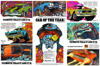 MAN DOM マンダム　ポスター　汽車 8) 13x19 AD PRINTS PLYMOUTH CUDA ROAD RUNNER GTX RAPID TRANSIT