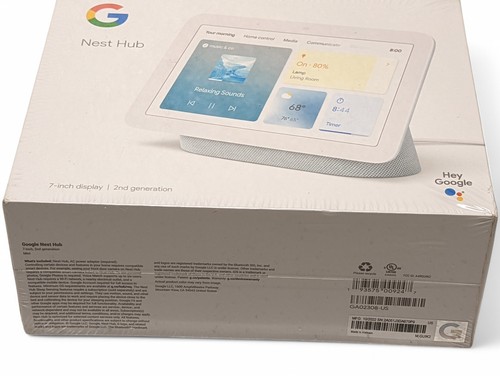 Google Nest Hub 7inch, 2nd GEN (GA02308-US) NEW DAMAGED BOX - Afbeelding 2 van 3