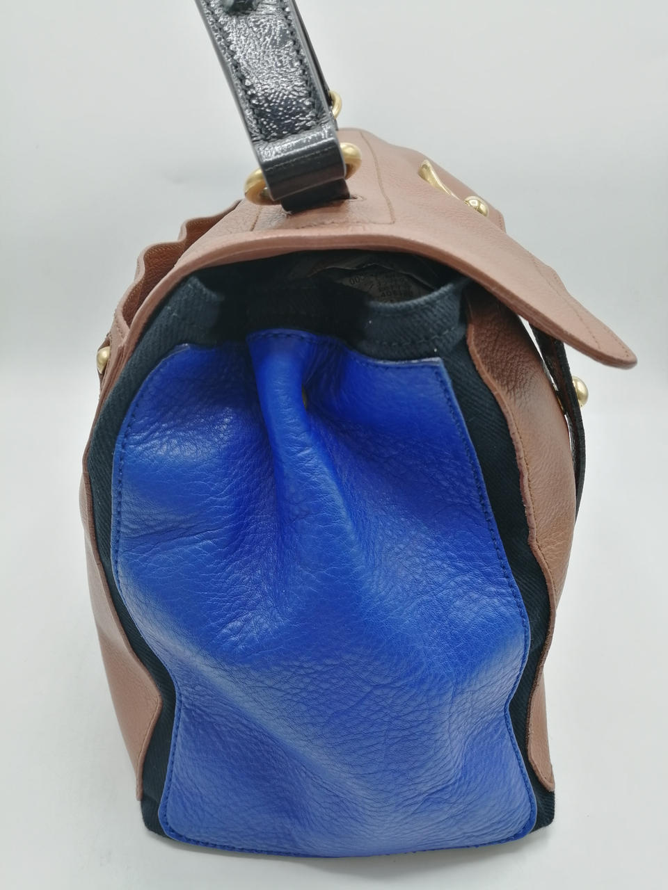 Borsa a mano originale YVES SAINT LAURENT M due spalle tote bag marrone pelle tela