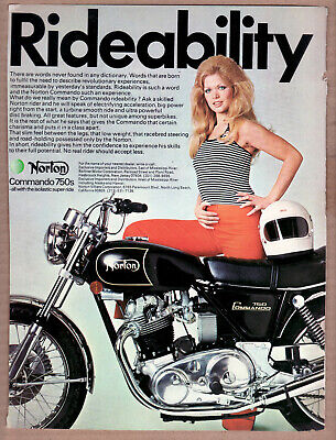 1972 NORTON COMMANDO 750 VINTAGE MOTORCYCLE AD POSTER 48x36 BIG 
