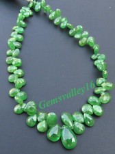 AAA Green Tsavorite Garnet Gems Pear Faceted Beads 5-12.5mm 8.5"Strand GV-3355