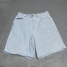 Vintage Chic Short Womens 18 Blue Striped Denim Made In USA