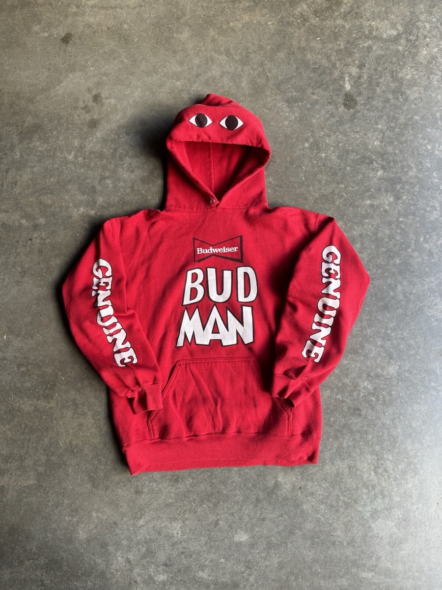 Vintage Budweiser Bud Man Genuine Draft Hoodie | eBay Vintage Budweiser Bud Man Genuine Draft Hoodie | eBay