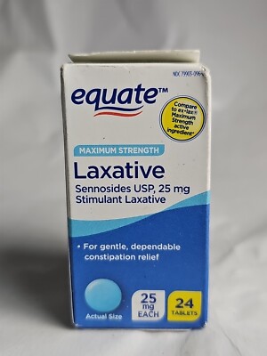 Equate Maximum Strength Stimulant Laxative Relief Tablet Sennoside 25mg 24 Count