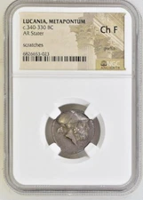 Lucania Metapontum c340-330 BC AR Stater NGC Ch F