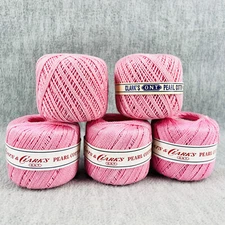 Coats and Clark Pearl Cotton Color 65 Pink Lot of 5 Balls Vintage Thread