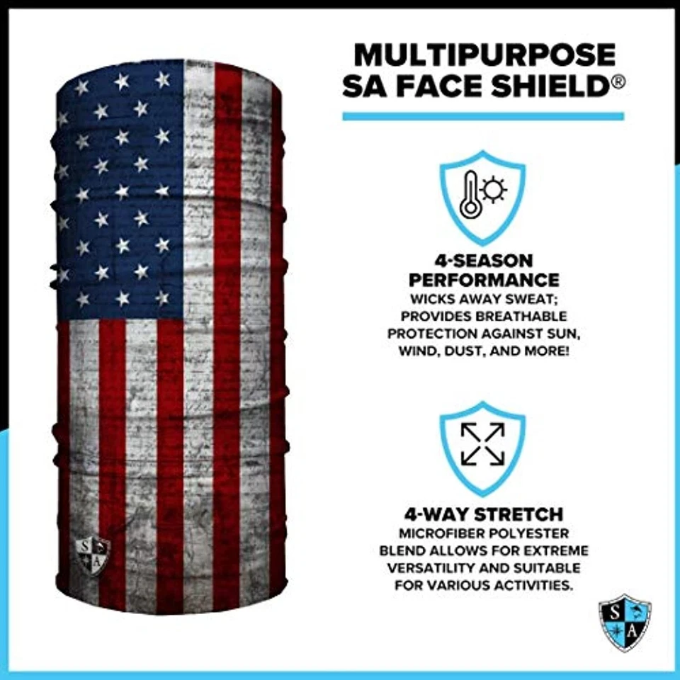 1 Protector Facial UV - Bandera Americana - Polaina Cuello, Cubierta Facial Elástica Hombres Mujeres Foto 3 de 4