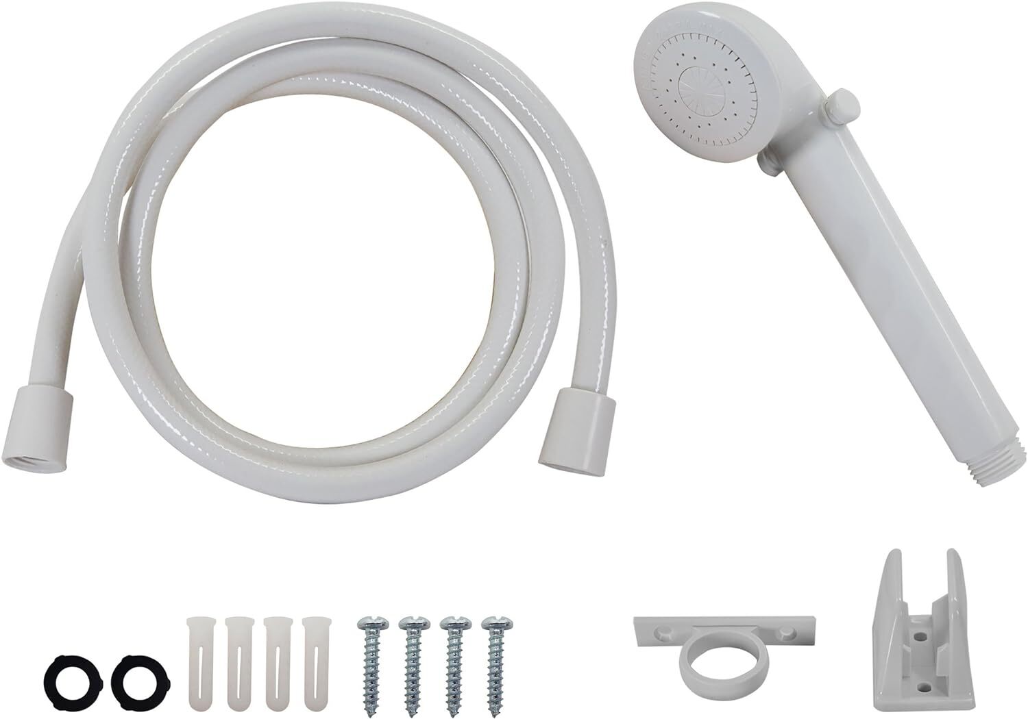 White Vinyl RV Handheld Shower Head with 60