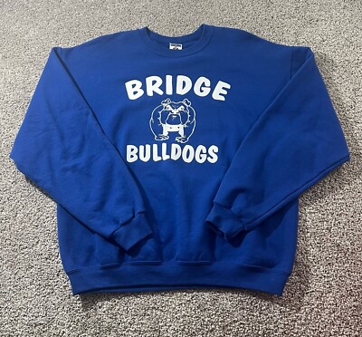Vintage Streetwear Sweater Mens Large Blue Bulldogs Big Pullover Sweatshirt 90s