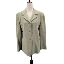 Jones New York Women's Blazer Jacket Suit Separate Size 10 Wool Blend Beige EUC