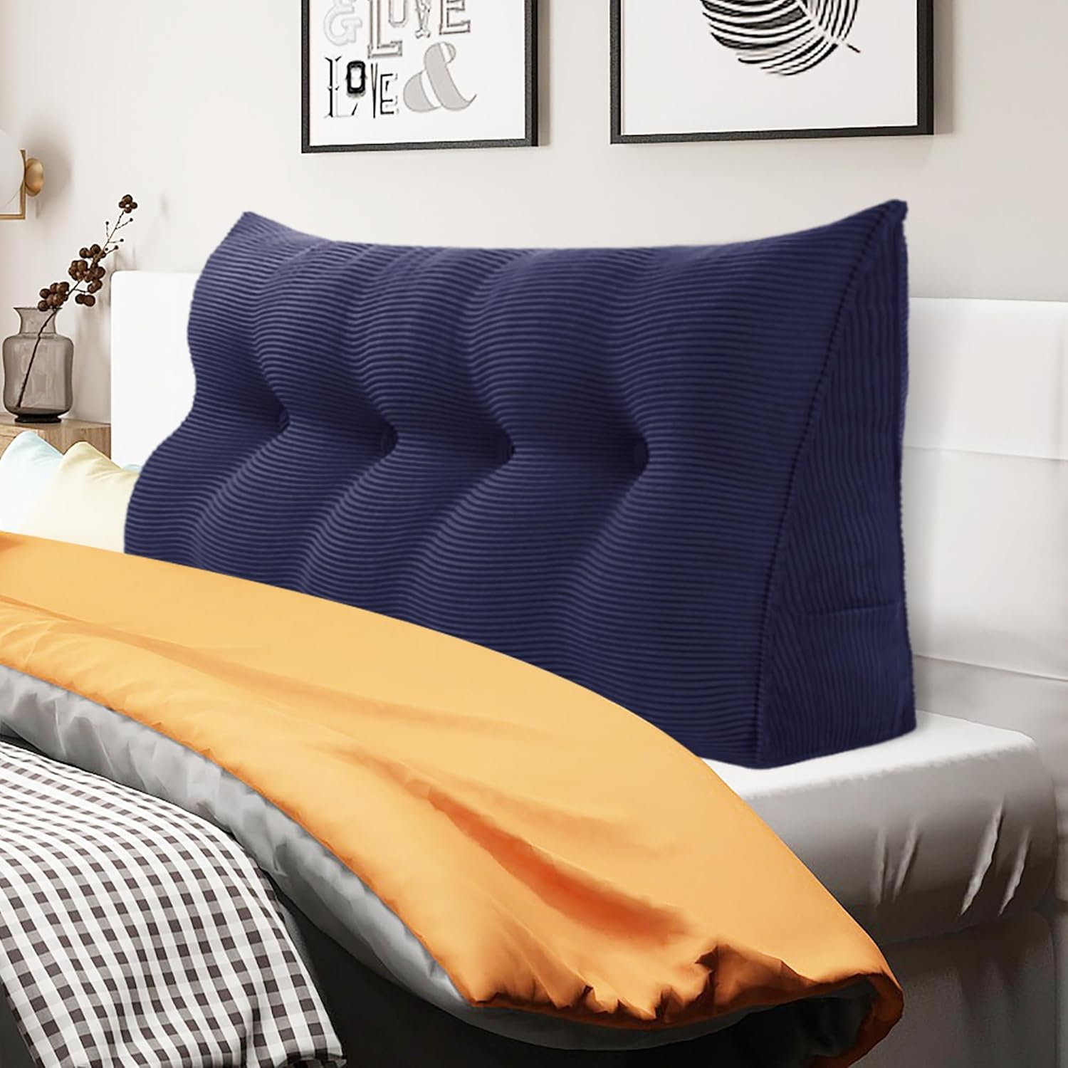 Triangular Headboard Pillow for Full Bed Support and Comfort-image