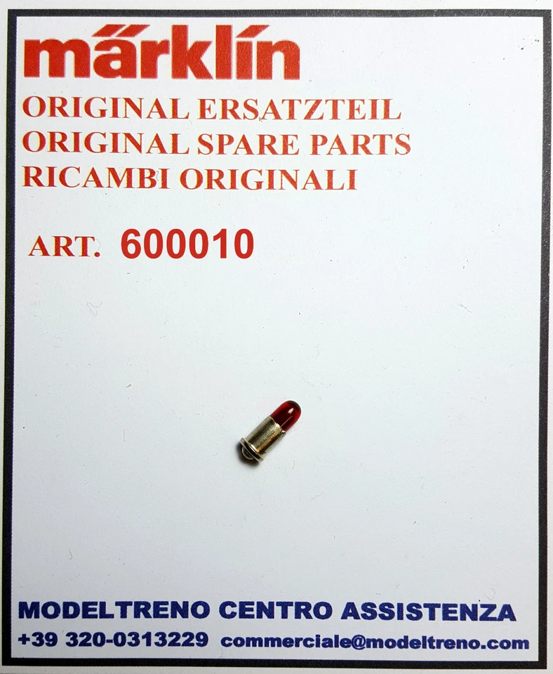 MARKLIN 60001 600010 LAMPADINA ROSSA GLÜHLAMPE ROT