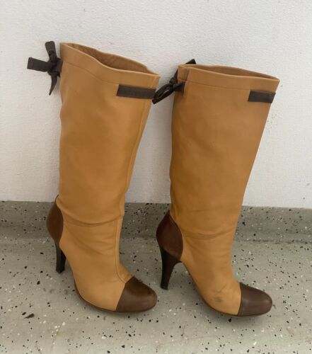Gianmarco Lorenzi Stiefel 37 Lederstiefel Italy hellbraun High Heels Leder weich - Bild 4 von 13