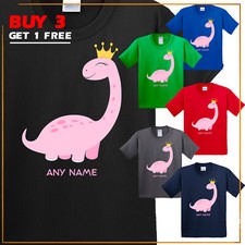 Personalized Cute Dinosaur Kid's Short Sleeve Custom T Shirt Graphic Gift USA